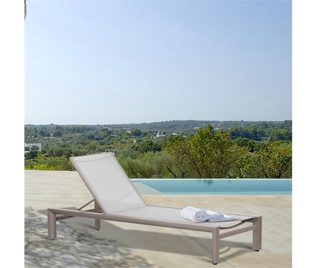 Conforama Tumbona De Jardín Reclinable De Aluminio Y Textileno Color Topo