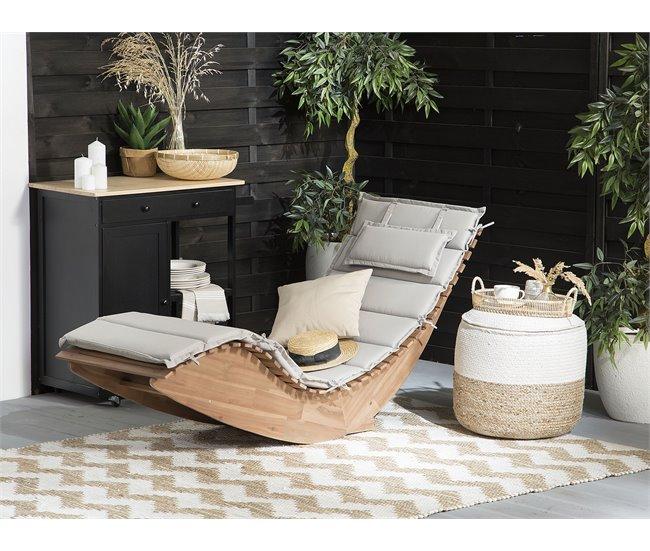 Conforama Tumbona De Madera Con Cojín Gris Pardo BRESCIA