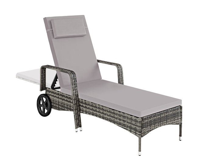 Conforama Tumbona De Ratán Con Ruedas Gris/gris Claro