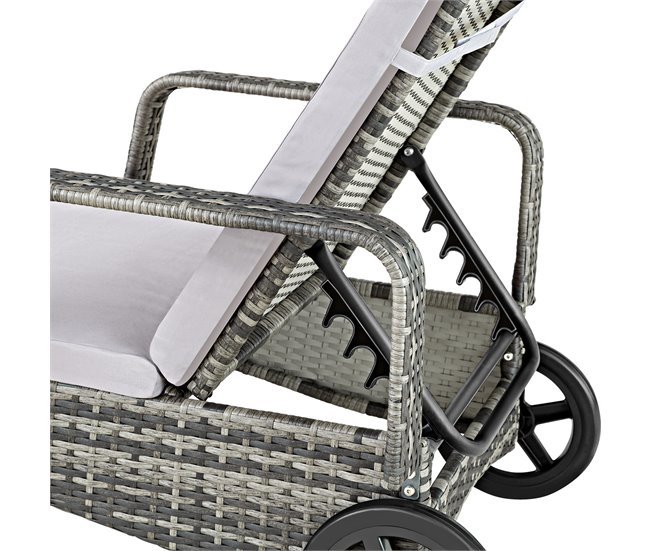 Conforama Tumbona De Ratán Con Ruedas Gris/gris Claro