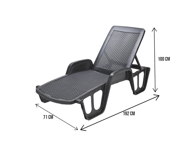 Conforama Tumbona Dinite Tumbona De Jardín Ajustable Con Reposabrazos Tumbona De Exterior 100% Made In Italy 192x71h100 Cm Antracita