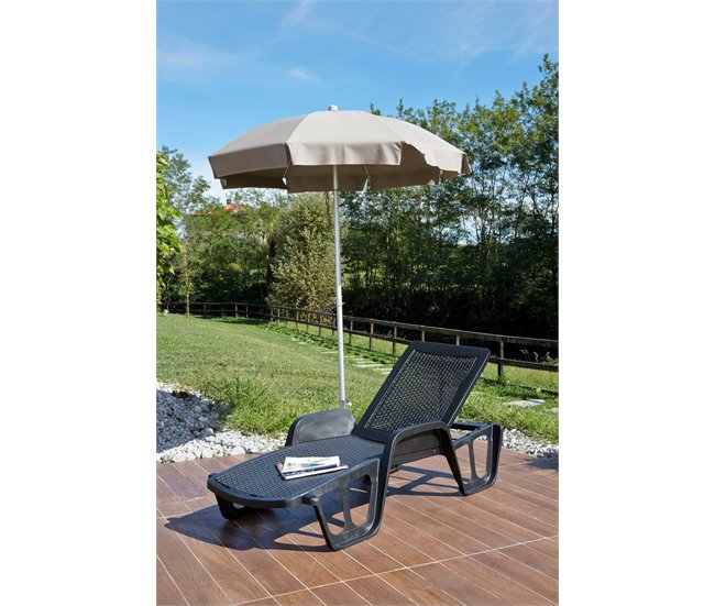 Conforama Tumbona Dinite Tumbona De Jardín Ajustable Con Reposabrazos Tumbona De Exterior 100% Made In Italy 192x71h100 Cm Antracita