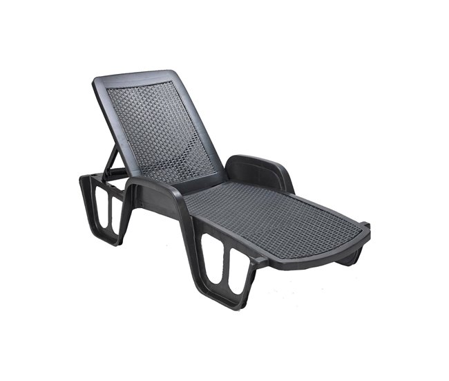 Conforama Tumbona Dinite Tumbona de jardín ajustable con reposabrazos Tumbona de exterior 100% Made in Italy 192x71h100 cm Antracita