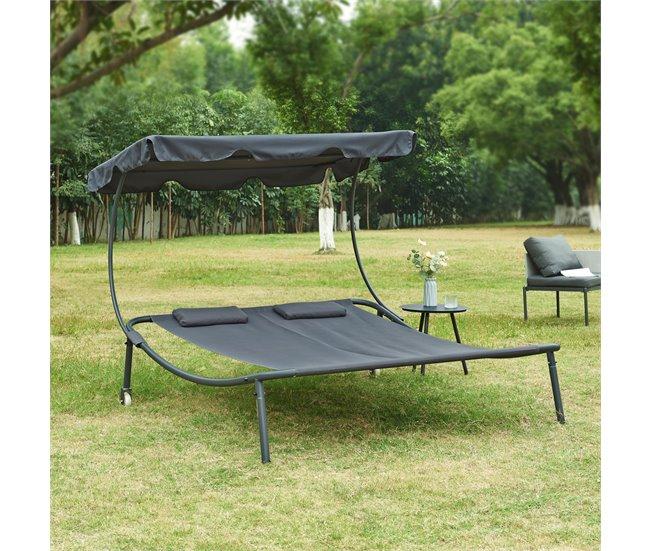 Conforama Tumbona Doble Avigliano Acero/poliéster 200x173x146cm - Gris [casa.pro]