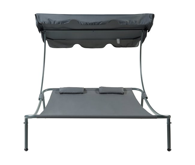 Conforama Tumbona Doble Avigliano Acero/poliéster 200x173x146cm - Gris [casa.pro]
