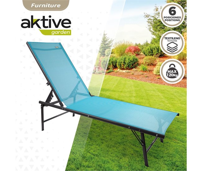 Conforama Tumbona Jardín Plegable Y Multiposición Azul Aktive