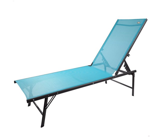 Conforama Tumbona jardín plegable y multiposición azul Aktive