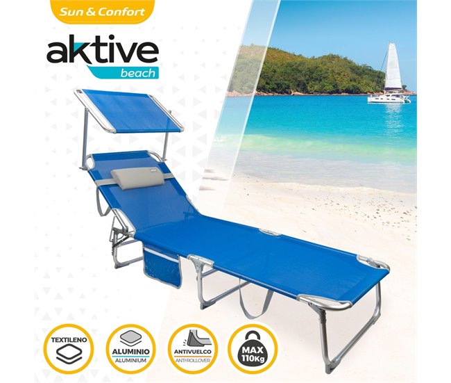 Conforama Tumbona Plegable Con Parasol Y Cojín Aktive Beach