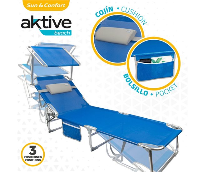 Conforama Tumbona Plegable Con Parasol Y Cojín Aktive Beach