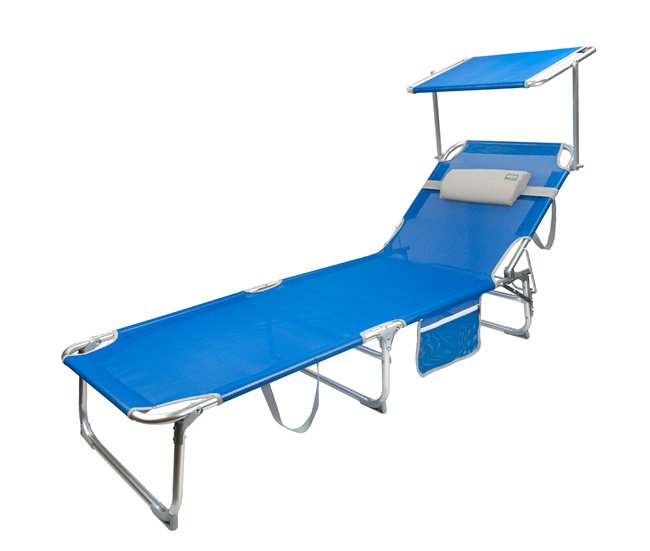 Conforama Tumbona plegable con parasol y cojín Aktive Beach