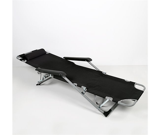 Conforama Tumbona Plegable Jardín Multiposición Negra C/cojín Aktive