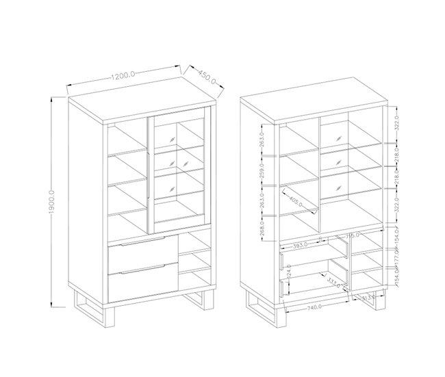 Conforama Vajillero 1 Puerta Y 2 Cajones Eden Madera Y Metal