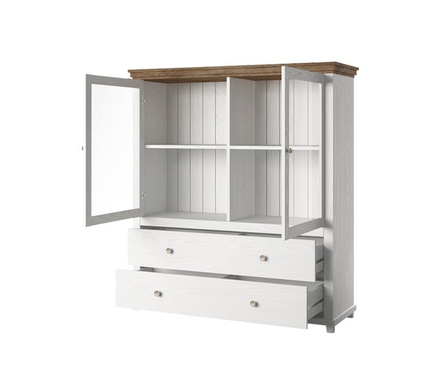 Conforama Vajillero 2 Puertas 2 Cajones Martin Mueble Madera Blanca