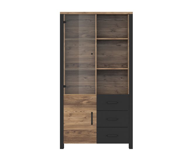 Conforama Vajillero 2 Puertas 3 Cajones Lyam Madera Y Negro