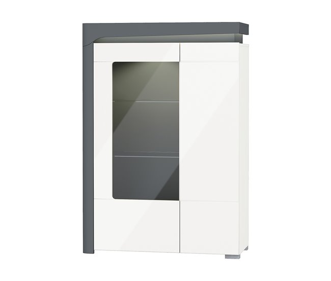 Conforama Vajillero 2 puertas a la izquierda con LED Teo Blanco y Gris
