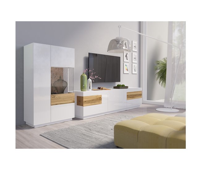 Conforama Vajillero 2 Puertas Apertura Por La Derecha Andrea Blanco Y Madera