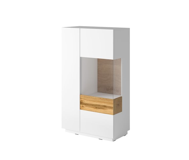 Conforama Vajillero 2 puertas apertura por la derecha Andrea Blanco y Madera
