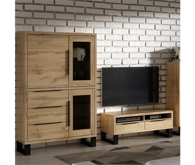 Conforama Vajillero 3 Puertas 3 Cajones Eden Madera Y Metal
