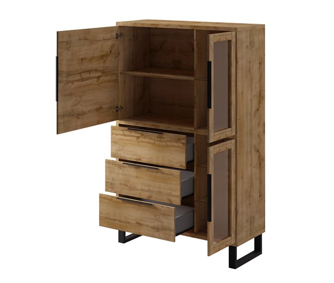 Conforama Vajillero 3 Puertas 3 Cajones Eden Madera Y Metal