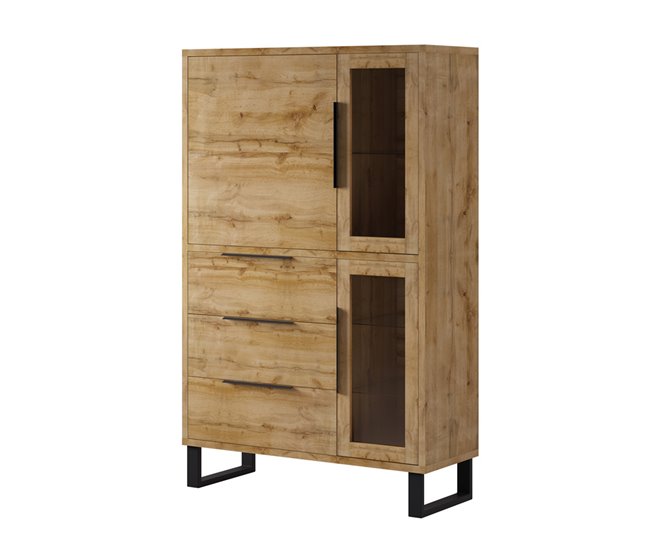 Conforama Vajillero 3 puertas 3 cajones Eden Madera y Metal