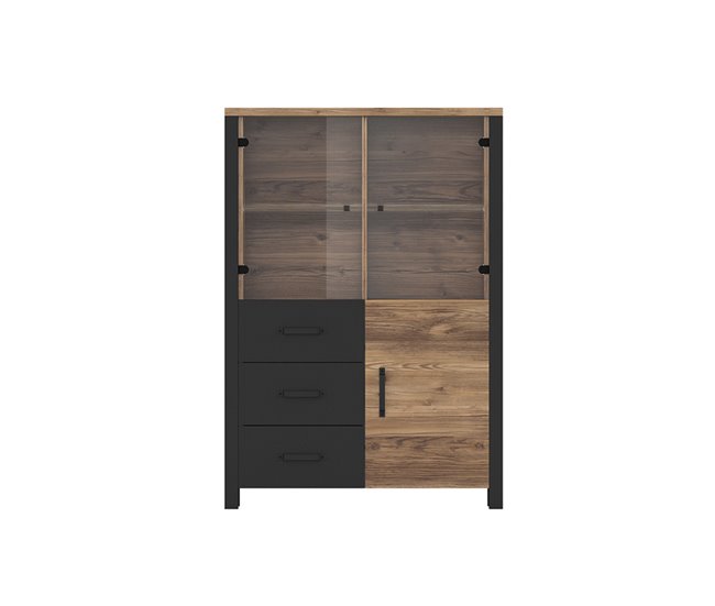 Conforama Vajillero 3 Puertas 3 Cajones Lyam Madera Y Negro