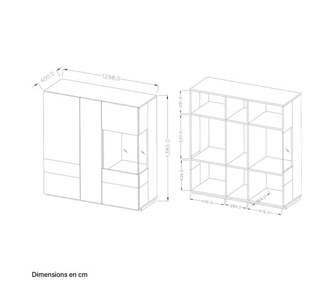 Conforama Vajillero 3 Puertas Andrea Blanco Y Concreto