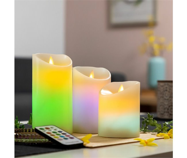 Conforama Velas LED Multicolor Efecto Llama Con Mando Lendles InnovaGoods 3 Unidades