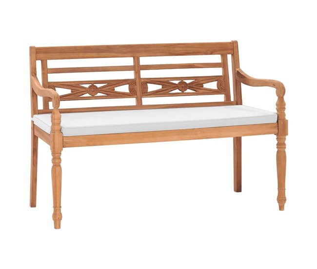 Conforama vidaXL Banco Batavia con cojines 120 cm teca