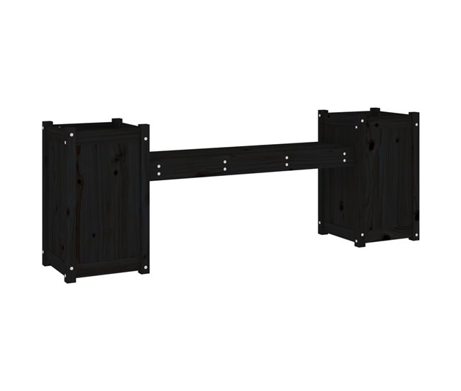 Conforama vidaXL Banco con jardineras madera maciza de pino negro 180x36x63 cm