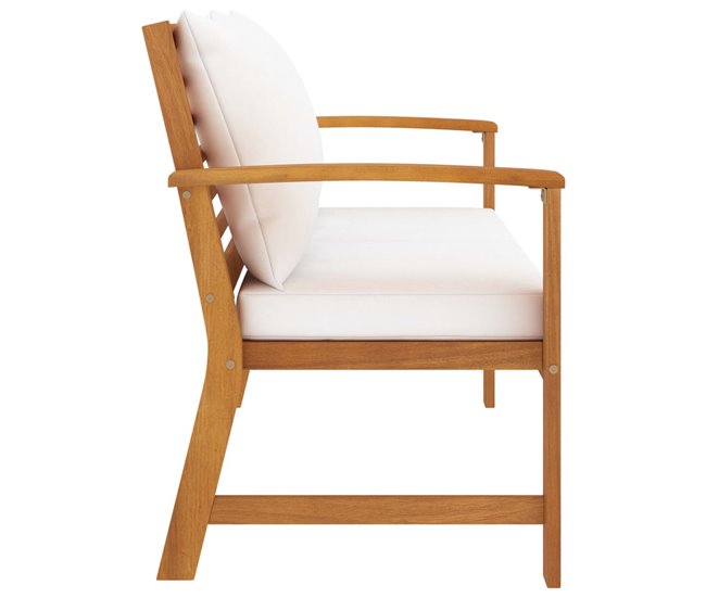 Conforama VidaXL Banco De Jardín 120 Cm Con Cojines Crema Madera Acacia Maciza