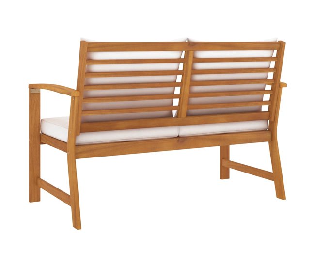 Conforama VidaXL Banco De Jardín 120 Cm Con Cojines Crema Madera Acacia Maciza