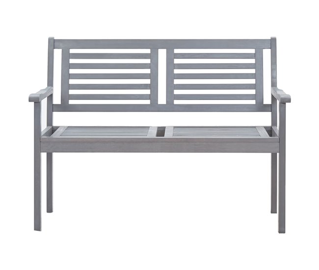 Conforama VidaXL Banco De Jardín 2 Plazas Madera Eucalipto Gris Y Cojín 120 Cm