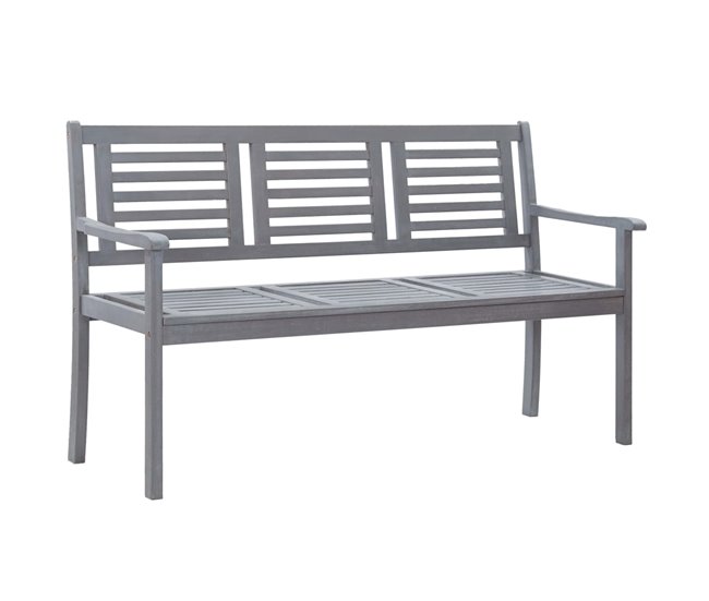 Conforama VidaXL Banco De Jardín 3 Plazas Madera Eucalipto Gris Y Cojín 150 Cm