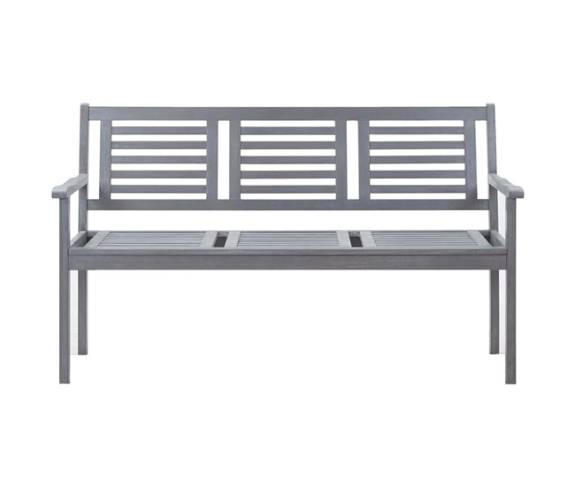 Conforama VidaXL Banco De Jardín 3 Plazas Madera Eucalipto Gris Y Cojín 150 Cm