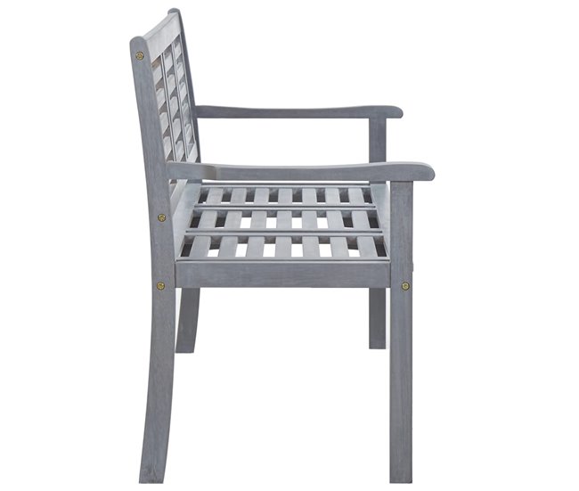 Conforama VidaXL Banco De Jardín 3 Plazas Madera Eucalipto Gris Y Cojín 150 Cm