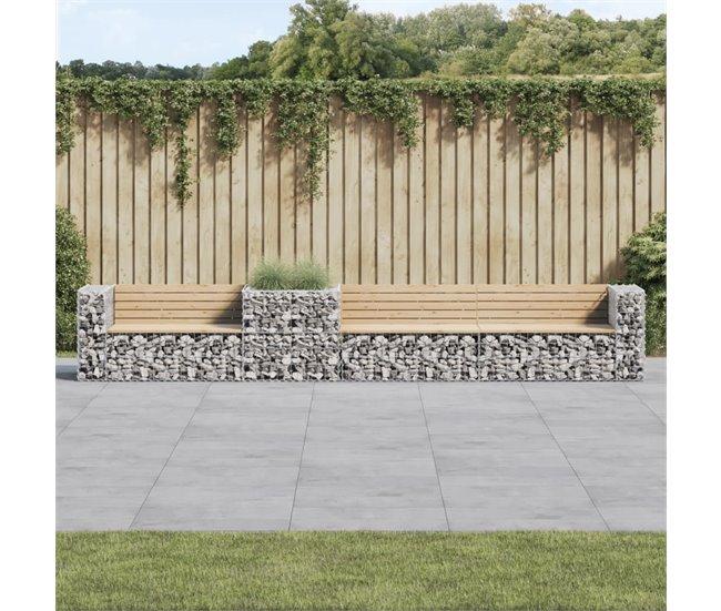 Conforama VidaXL Banco De Jardín Con Cesta De Gaviones Madera Maciza De Pino