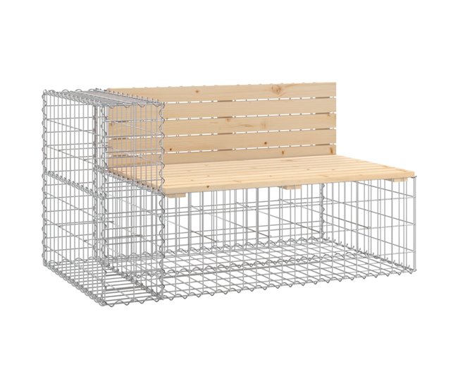 Conforama VidaXL Banco De Jardín Con Cesta De Gaviones Madera Maciza De Pino