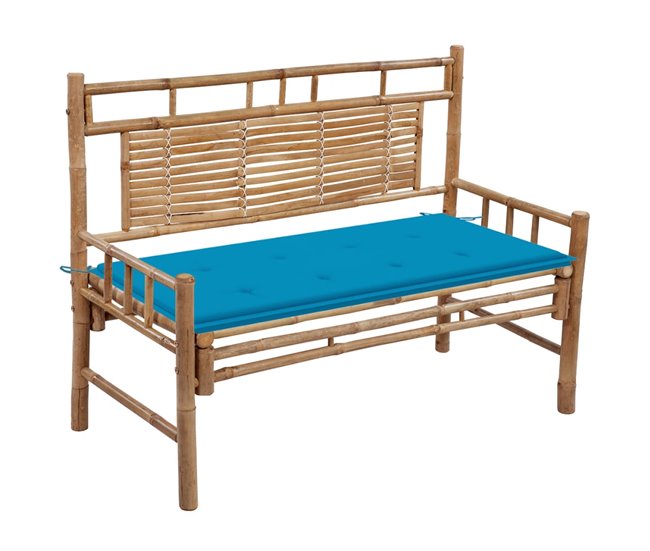 Conforama vidaXL Banco de jardín con cojín bambú 120 cm