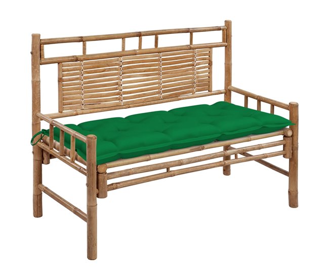 Conforama vidaXL Banco de jardín con cojín bambú 120 cm