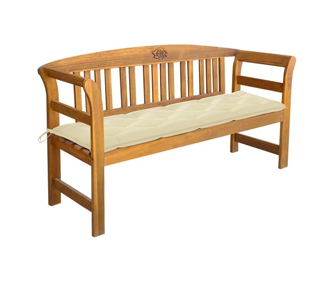 Conforama vidaXL Banco de jardín con cojín madera maciza de acacia 157 cm