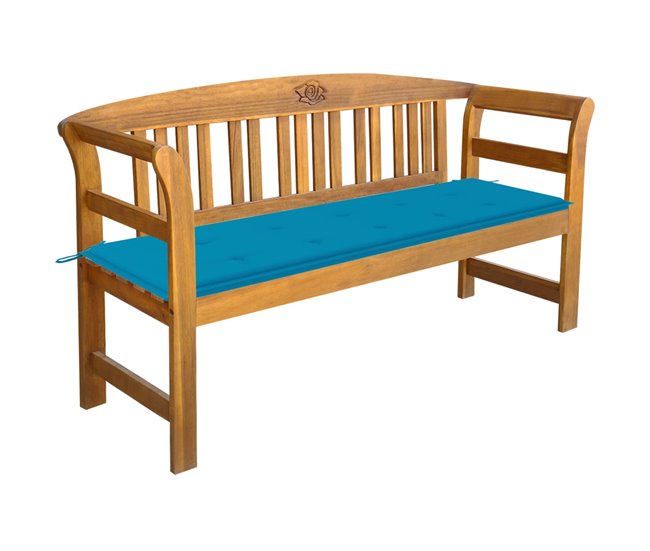 Conforama vidaXL Banco de jardín con cojín madera maciza de acacia 157 cm