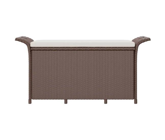 Conforama VidaXL Banco De Jardín Con Cojín Ratán Sintético Marrón 116x46x57 Cm