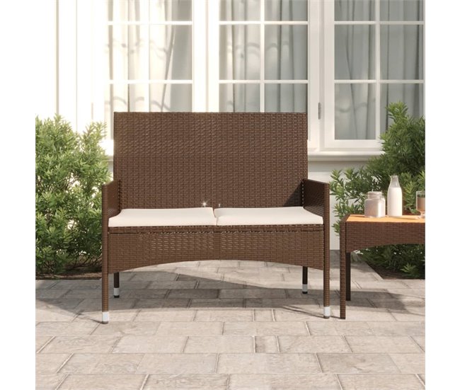 Conforama VidaXL Banco De Jardín De 2 Plazas Con Cojines Ratán Sintético Marrón