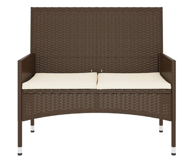 Conforama VidaXL Banco De Jardín De 2 Plazas Con Cojines Ratán Sintético Marrón