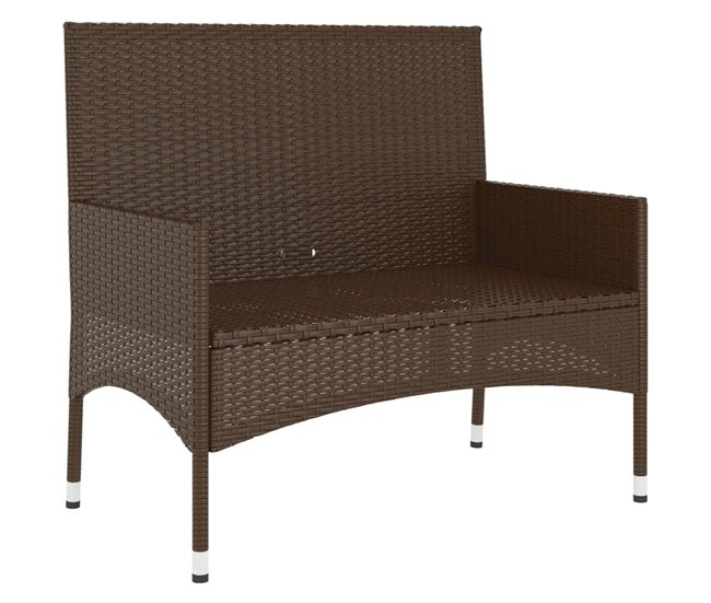 Conforama VidaXL Banco De Jardín De 2 Plazas Con Cojines Ratán Sintético Marrón