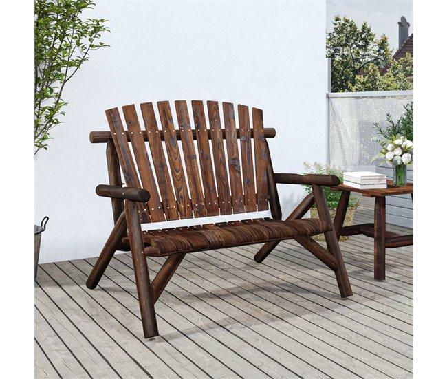 Conforama VidaXL Banco De Jardín De 2 Plazas Madera Maciza Abeto 119x85x98 Cm