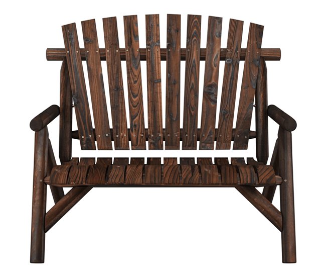 Conforama VidaXL Banco De Jardín De 2 Plazas Madera Maciza Abeto 119x85x98 Cm