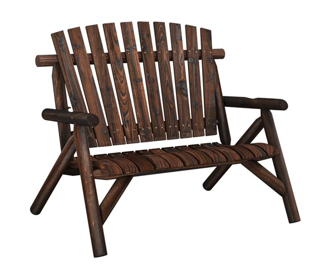 Conforama vidaXL Banco de jardín de 2 plazas madera maciza abeto 119x85x98 cm