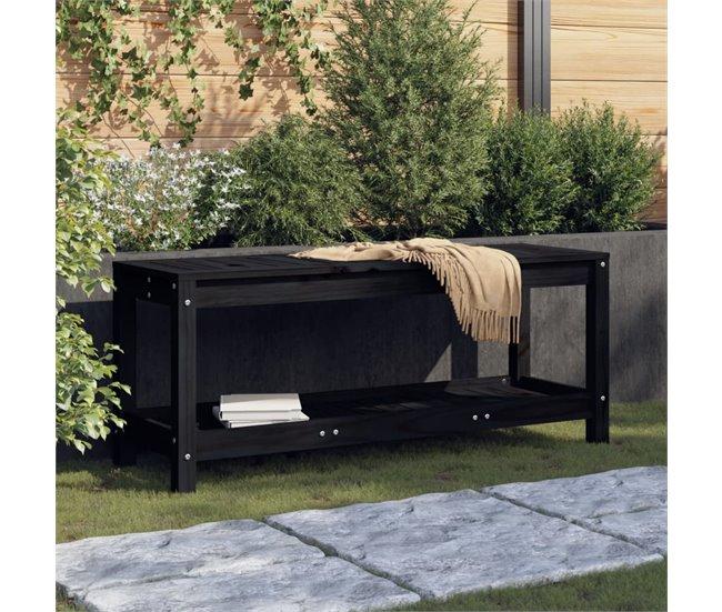 Conforama VidaXL Banco De Jardín De Madera Maciza De Pino Negro 108x35x45 Cm