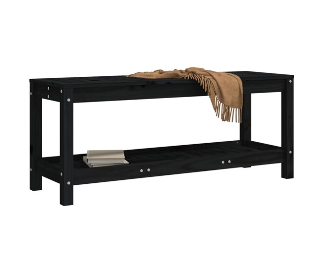 Conforama VidaXL Banco De Jardín De Madera Maciza De Pino Negro 108x35x45 Cm